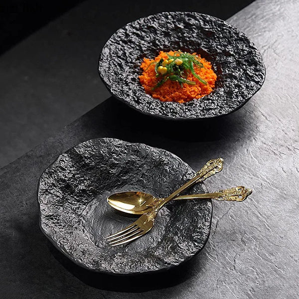 Axya Irregular Texture Ceramic Dining Plate Set