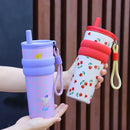 Axyaa Stainless Steel Thermal Water Bottle with Straw and Insulation