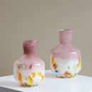 Axyaa Pink Gradient Glass Flower Vase for Home Decor