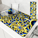 Axyaa Watercolor Kitchen Draining Mat - Large, Anti-slip, Quick Dry, Absorbent Drain Pad