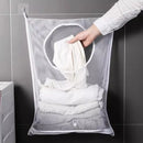 Axyaa Foldable Mesh Laundry Basket Wall Hanging Organizer Hook Household Storage