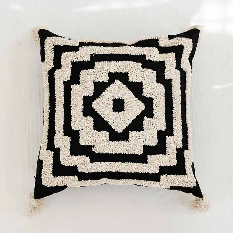 Axyaa Tufted Boho Pillow Cover with Tassels 45x45cm