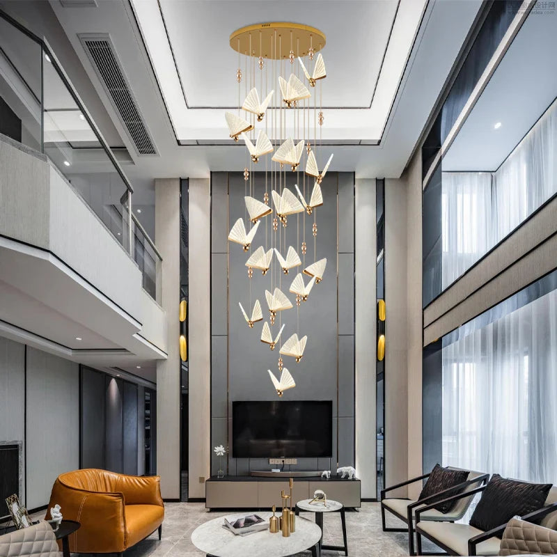 Axyaa Butterfly Chandelier: Modern LED Lighting for Living Room, Staircase, Bedroom