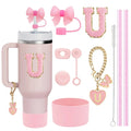 Axyaa Stanley Cup Accessories Set with Straw, Brush, Flower Charm, Stopper, and Boot.