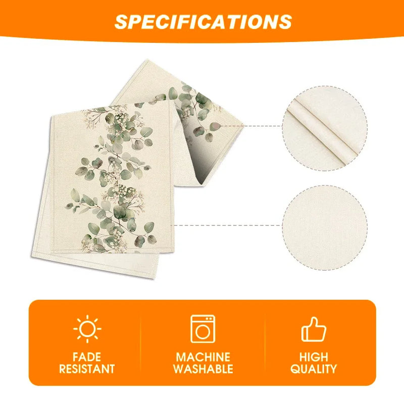 Eucalyptus Table Runner by Axyaa: Watercolor Greenery for Dining and Party Tables