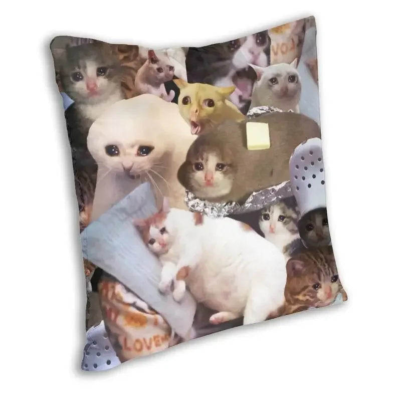 Crying Cat Cushion Cover Axyaa Dynamic Series Branded Design Square Pillow Cover