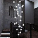 Axyaa Bubble Glass Ball LED Staircase Chandelier for Home Hotel Hallway Lighting