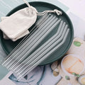Axyaa Glass Straws Set with Cleaning Brush | Stylish Reusable Bent & Straight Straws
