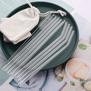 Axyaa Glass Straws Set with Cleaning Brush | Stylish Reusable Bent & Straight Straws