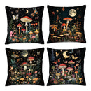 Enchanted Night Mushroom & Butterfly Pillow Cover for Sofa, Bedroom, Car - Axyaa