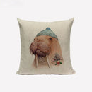 Axyaa Cute Animal Linen Cushion Cover 45*45cm for Child Sofa Home deco