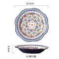 Axyaa Retro Ceramic Double Ear Large Soup Bowl with Handle - Colorful Tableware