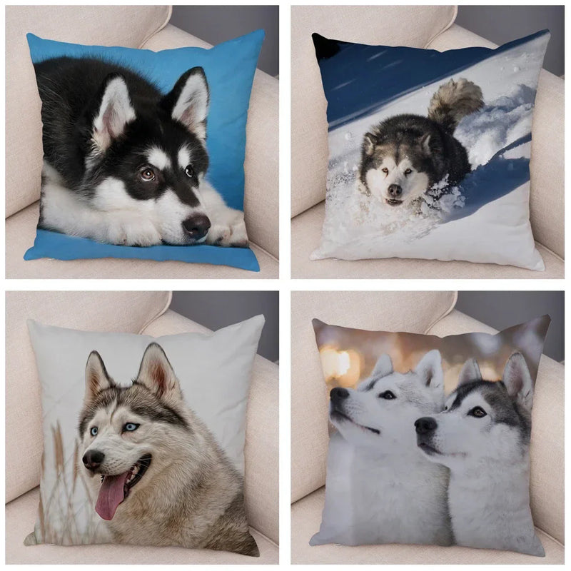 Siberian Husky Pillowcase - Axyaa Animal Cushion Cover, Decor, Cute, Dog Print