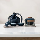 Axyaa Portable KungFu Tea Set: Pot, 3 Cups, Filter; Outdoor, Travel, Business, Camping