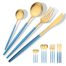 Axyaa 16-Piece Red Gold Matte Stainless Steel Cutlery Set