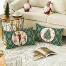 Christmas Green Linen Pillowcase by Axyaa - Festive Holiday Cushion Cover