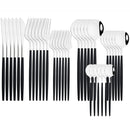 Axyaa Black Gold Cutlery Set - 36Pcs Stainless Steel Dinnerware Flatware