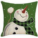 Axyaa Christmas Snowman Pattern Cushion Cover for Sofa, Bedroom, Car