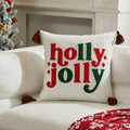 Axyaa Christmas Letter Pillow Cover Gold Holly Jolly Snowflake Soft Cushion Cover