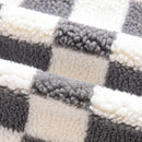 Axyaa Grey Checkerboard Faux Fur Wool Pillow Case 45x45cm