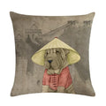 Axyaa Animal Pillowcase Family Car Pillow Case Cartoon Flax Cushion Cover