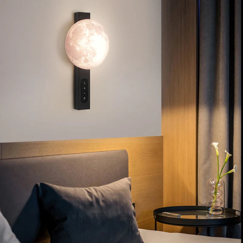 Axyaa Moon LED Wall Lamp: Touch Dimming, 3-color Variable Lighting