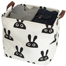 Axyaa Cartoon Print Laundry Basket: Large Capacity Cotton Linen Toy Hamper & Organizer