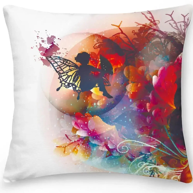 Axyaa Butterfly Flower Cushion Cover - Elegant Home & Office Decor
