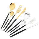 Axyaa Black Gold Mirror Stainless Steel Dinnerware Set - 40pcs