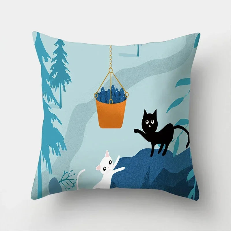 Cat Pattern Cushion Cover for Axyaa Brand Decorative Throw Pillow.
