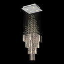 Axyaa Modern Crystal Chandelier for Living Room, Square Base Columnar Hanging Light Fixture for Staircase and Loft