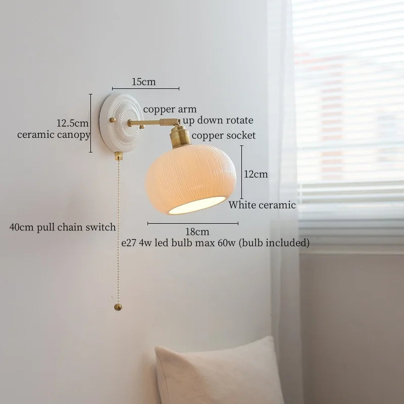 Axyaa Ceramic Pumpkin LED Wall Light - Nordic Minimalism Wandlamp