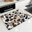 Axyaa Diatom Mud Kitchen Drain Pads: Leopard Geometric Absorbent Tableware Mat