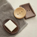 Axyaa Black Walnut Soap Holder - Handmade Wooden Soap Dish with Drain