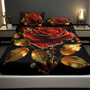 Axyaa Golden Rose Floral Bedding Set: Breathable, All-Season, Deep Pocket, Machine Washable