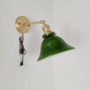 Axyaa Swing Arm Copper Wall Lamp with Green White Lampshade Nordic Modern Design