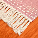 Axyaa Cotton Linen Tassel Rug Carpets for Home Decor - Boho Ethnic Anti-slip Floor Mat