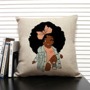 Axyaa Cute Cartoon Girl Pillow Case Africa Baby Cushion Cover Home Decor Linen Pillowcase
