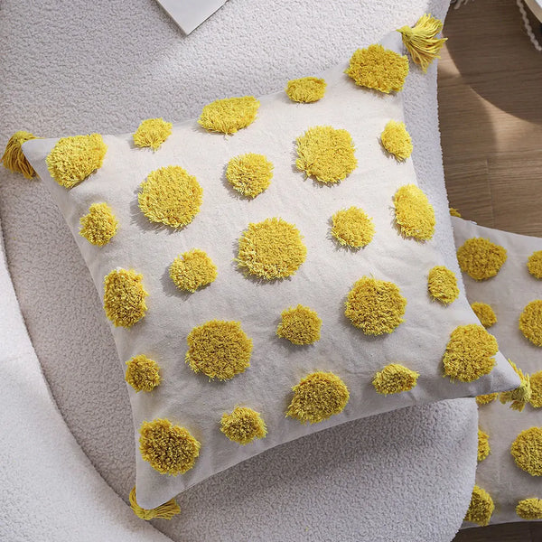 Axyaa Boho Style Tufted Cushion Cover with Tassels - 45x45cm