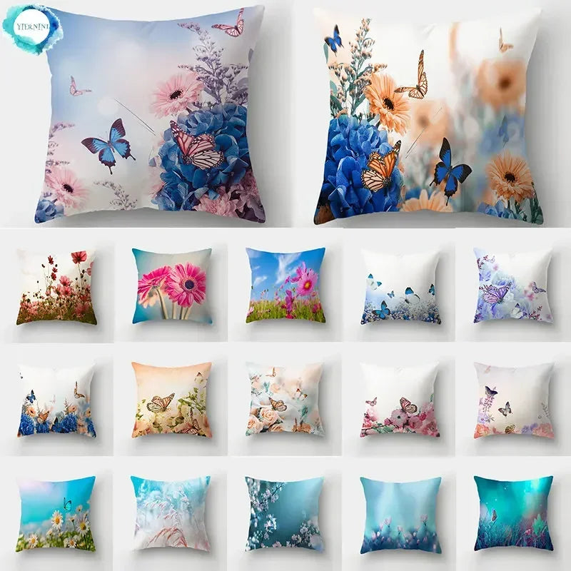 Axyaa Butterfly Charms Pillowcase: Sofa Car Waist Cushion Cover - Ins Style Landscape