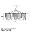 Axyaa Chrome Gold Metal Chain Pendant Chandelier for Modern Living Room Lighting