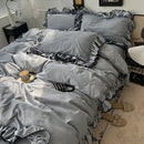 Axyaa Summer Ice Silk Lace Four-Piece Bedding Set - Korean Style