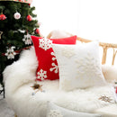Axyaa Christmas Snowflake Plush Pillow Cover Embroidered Cotton Cushion 1PC
