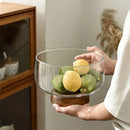 Axya Glass Wooden Fruit Tray - Elegant Home Decor & Table Centerpiece