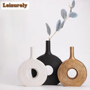 Axyaa Donut Design Ceramic Vase for Single Branch Flower Arranging