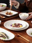 Axyaa Nordic White Ceramic Tableware Set - Dinner Plates, Bowls, Steak Dish, Salad Bowl