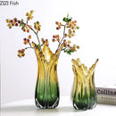 Axyaa Green Glass Vase Hydroponics Pot Table Floral Room Decoration