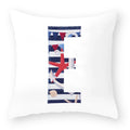 Axyaa Striped Alphabet Decorative Cushion Cover in Blue and White, 45x45cm