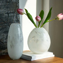 Axyaa Milky White Gradient Glass Vase for Floral Arrangement and Room Decor
