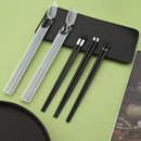 Axyaa Black Silver Alloy Chopsticks Set with Storage Box - Korean Style Sushi Chopsticks